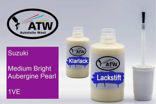 Suzuki, Medium Bright Aubergine Pearl, 1VE: 20ml Lackstift + 20ml Klarlack - Set, von ATW Autoteile West.